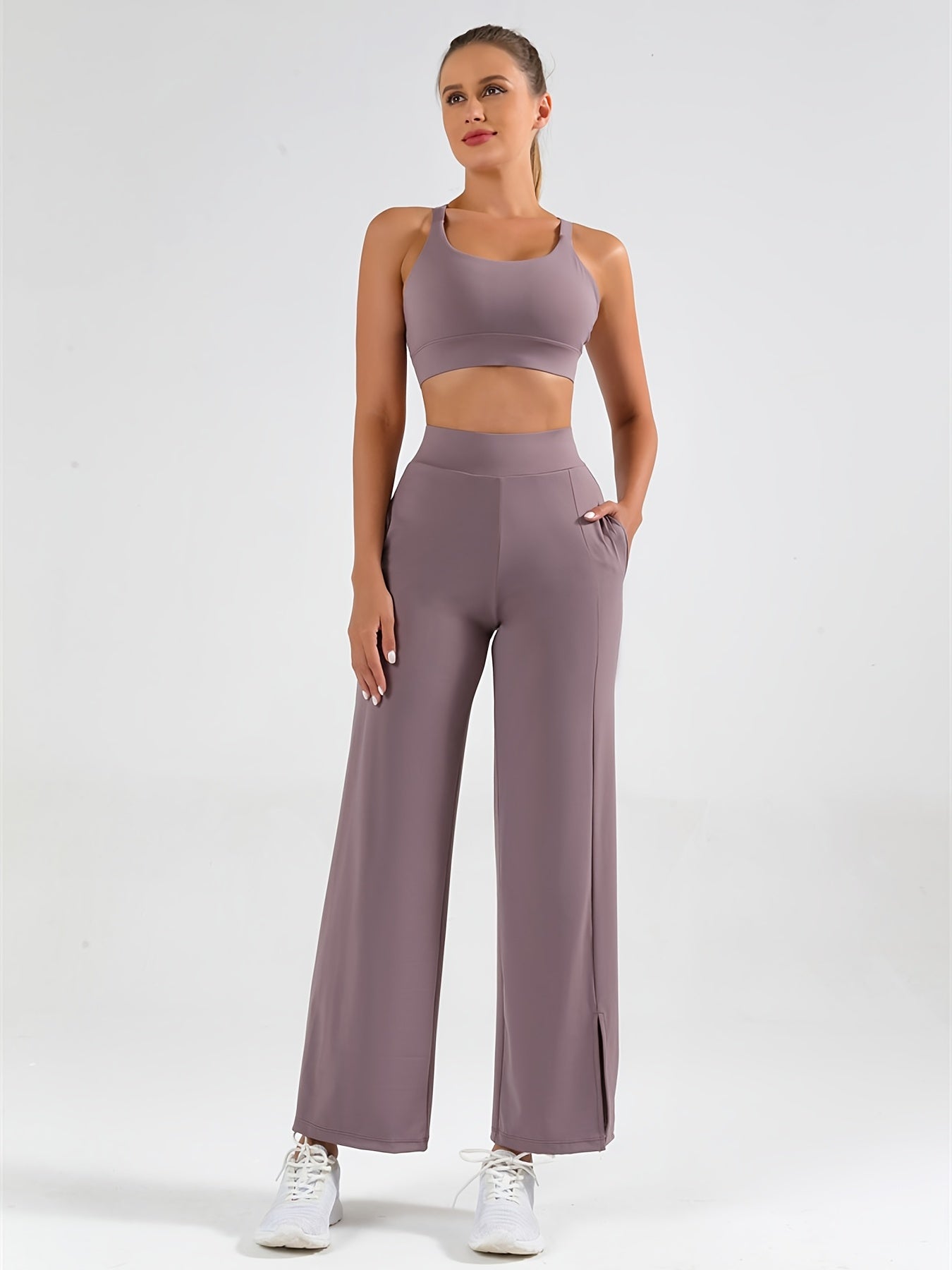 High Waist Wide Leg Sports Pants Stretchy Yoga Fitness Dance Pants