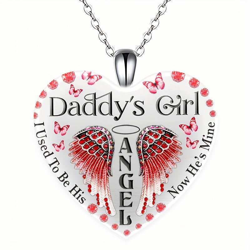 Red Angel Love Heart Crystal Pendant Necklace Women's Neck Jewelry