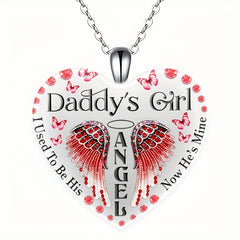 Red Angel Love Heart Crystal Pendant Necklace Women's Neck Jewelry
