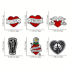 Red Heart Skull Brooch Forever Together Pin Badge
