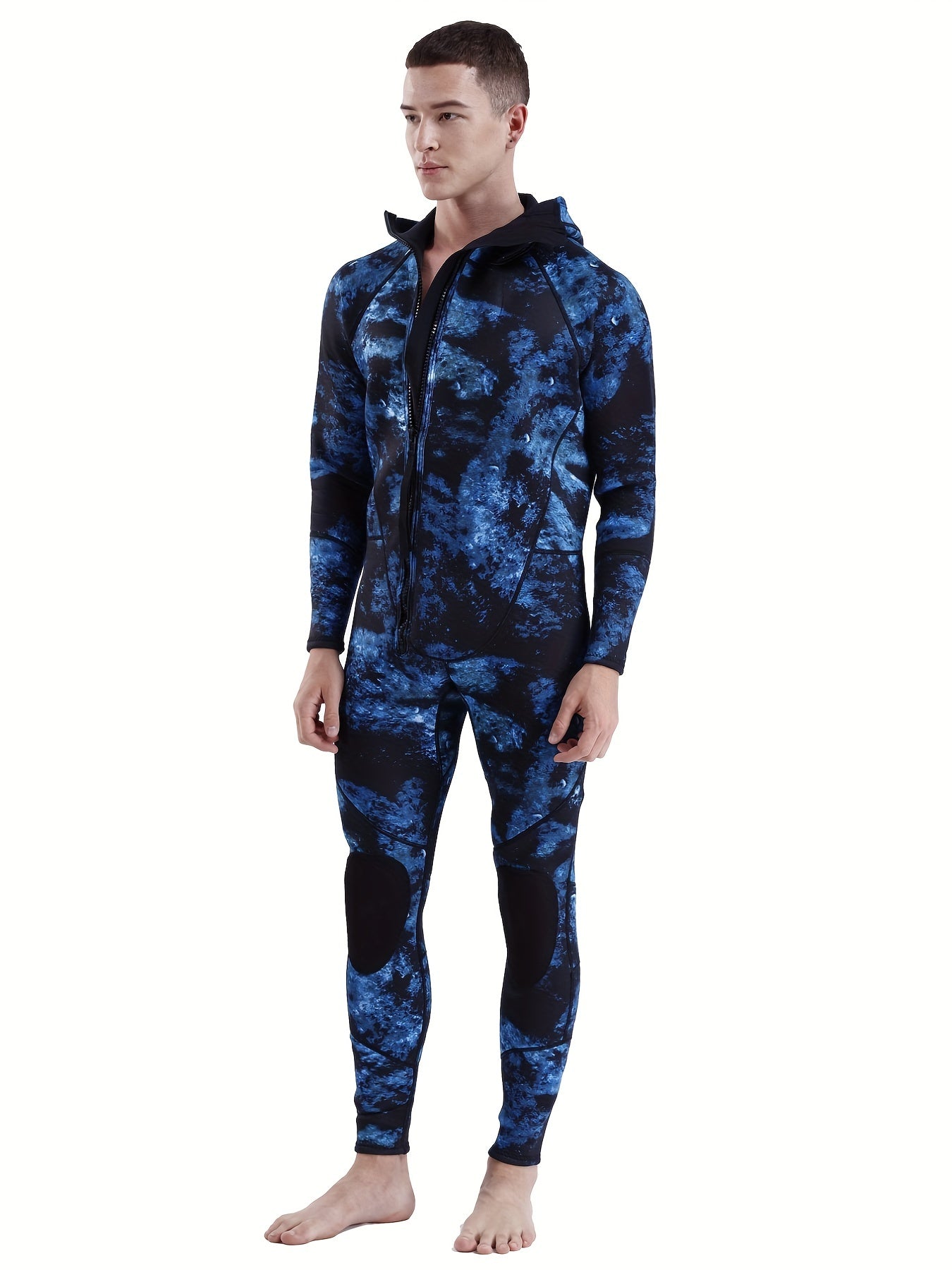 Men's Neoprene 3mm Hoodie Wetsuit Front Zipper Full Suit