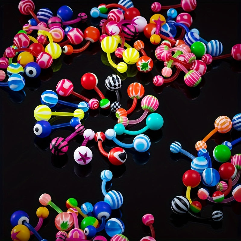 50pcs Colorful Acrylic Plastic Ball Belly Button Ring Navel Piercing Stud
