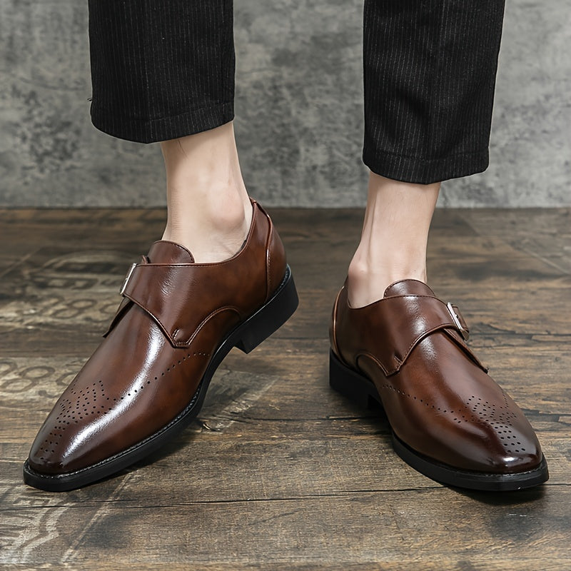 Men's Brogue Single Monk Strap Loafer Shoes