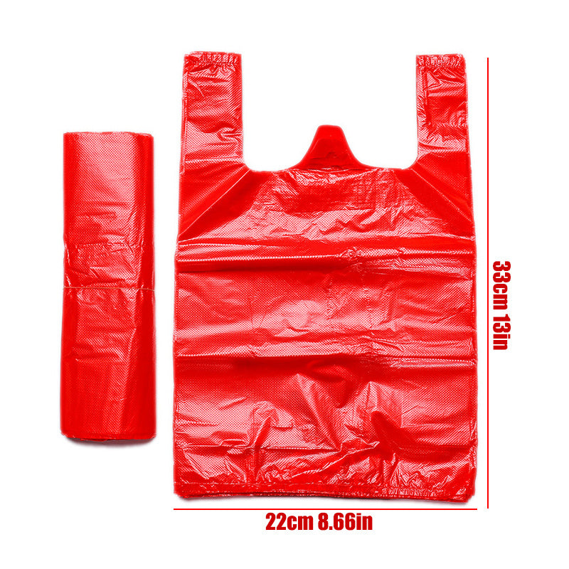 100pcs Red Supermarket Shopping Bags Takeaway Bags Convenience Bags