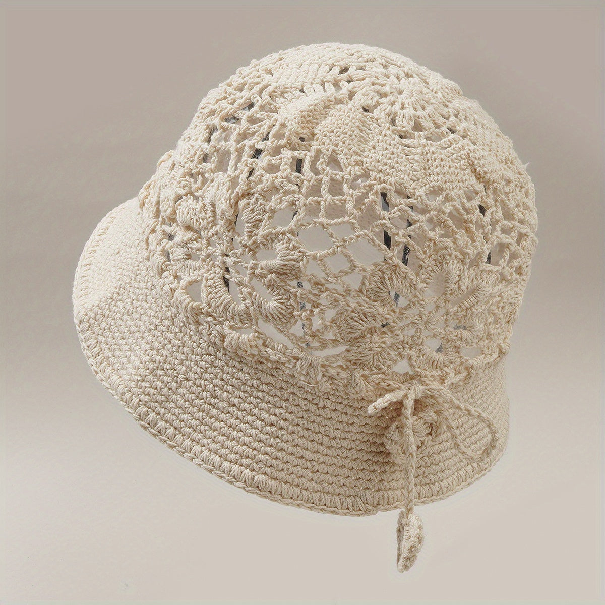 Hollow Flower Bucket Hat Crochet Breathable Sun Hat for Women
