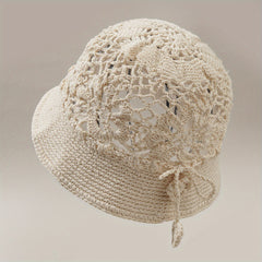Hollow Flower Bucket Hat Crochet Breathable Sun Hat for Women