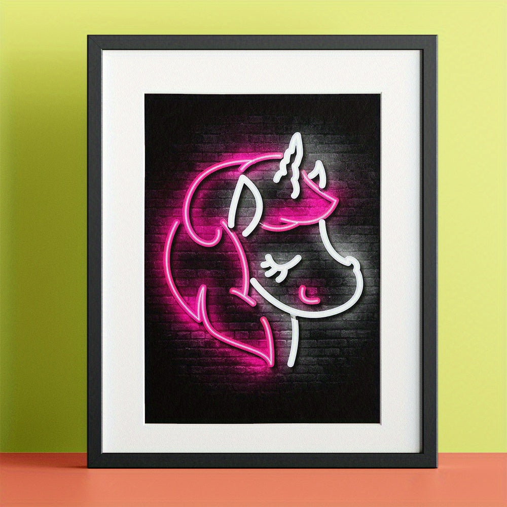 Children Unicorn and Angel Neon Posters - Modern Art Home Decor - A5 A4 A3