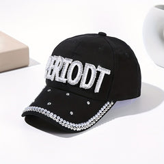 Faux Pearl Letter Baseball Cap Golf Sun Hat Lightweight Adjustable Sunscreen Dad
