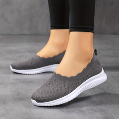 Women's Knit Flat Shoes Comfy Slip On Anti skid Casual Walking Shoes