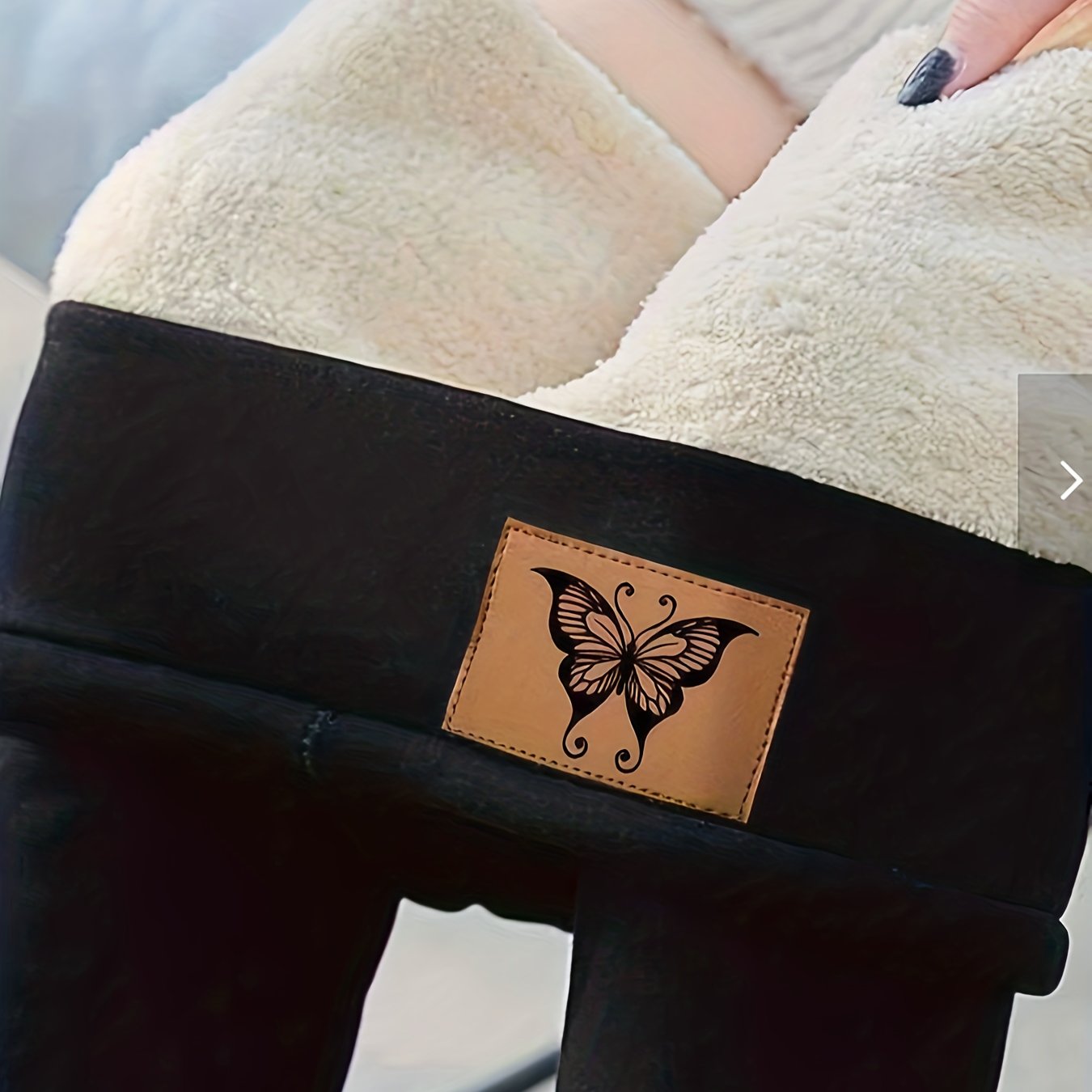  Butterfly Patched Fleece Lined High Rise Thermal Leggings