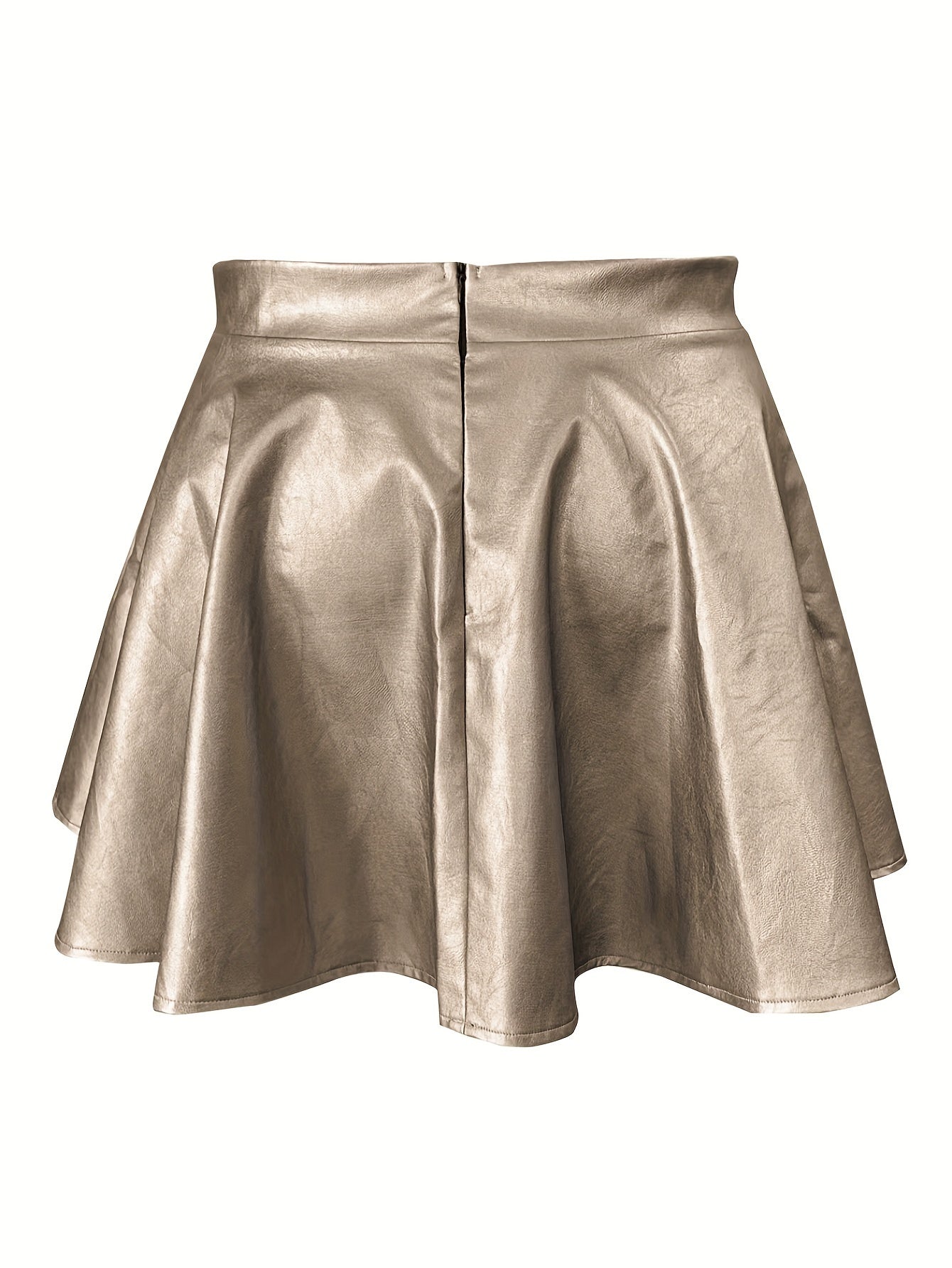  Women's Faux Leather A-line Mini Skirt