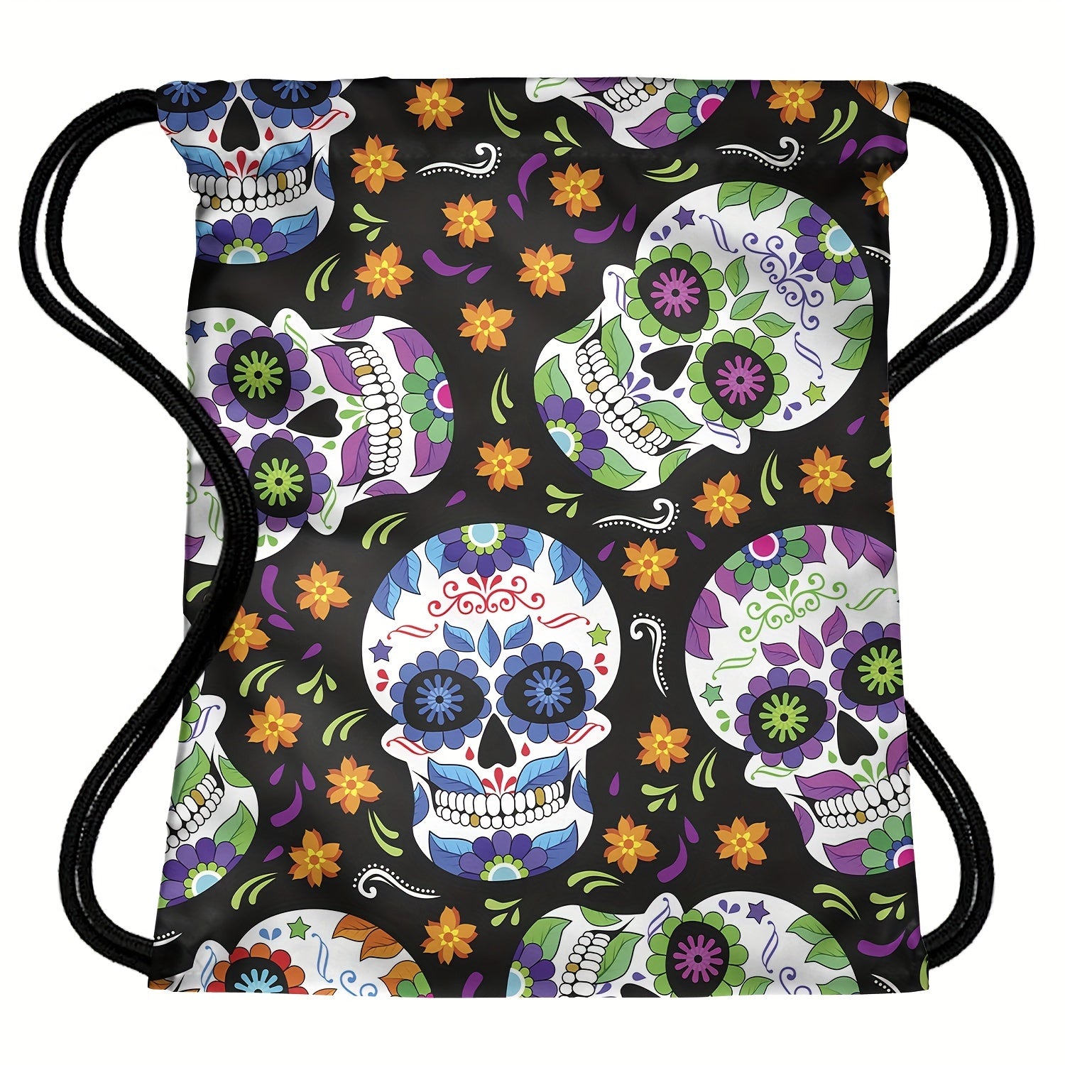 Vintage Skull Pattern Drawstring Bag Sports Backpack