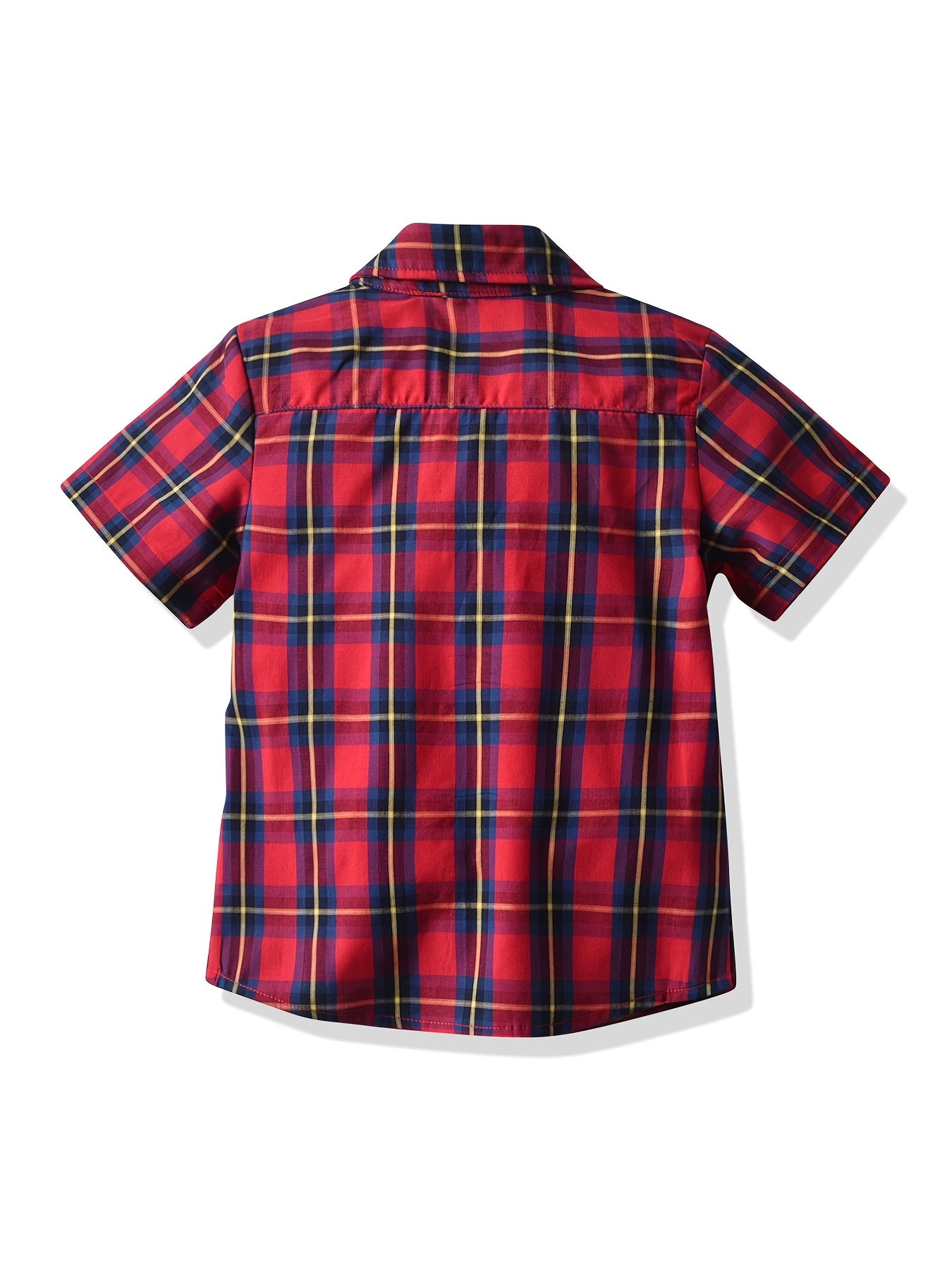 Toddler Boys Plaid Graphic Button Short Sleeve Shirt Kids Summer Clothes