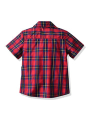 Toddler Boys Plaid Graphic Button Short Sleeve Shirt Kids Summer Clothes