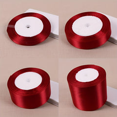 25 Yards Wine Red Silk Satin Ribbon for Weddings and DIY Projects