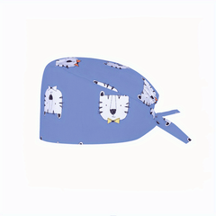 Cartoon Print Nurse Scrub Cap Adjustable Elastic Women Working Hat