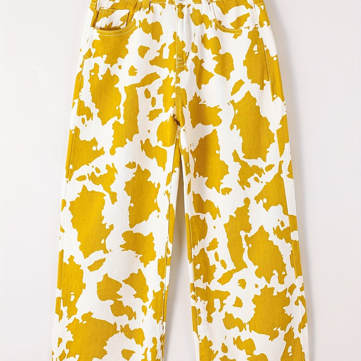 Girls' Cow Print Wide Leg Jeans For Kids
