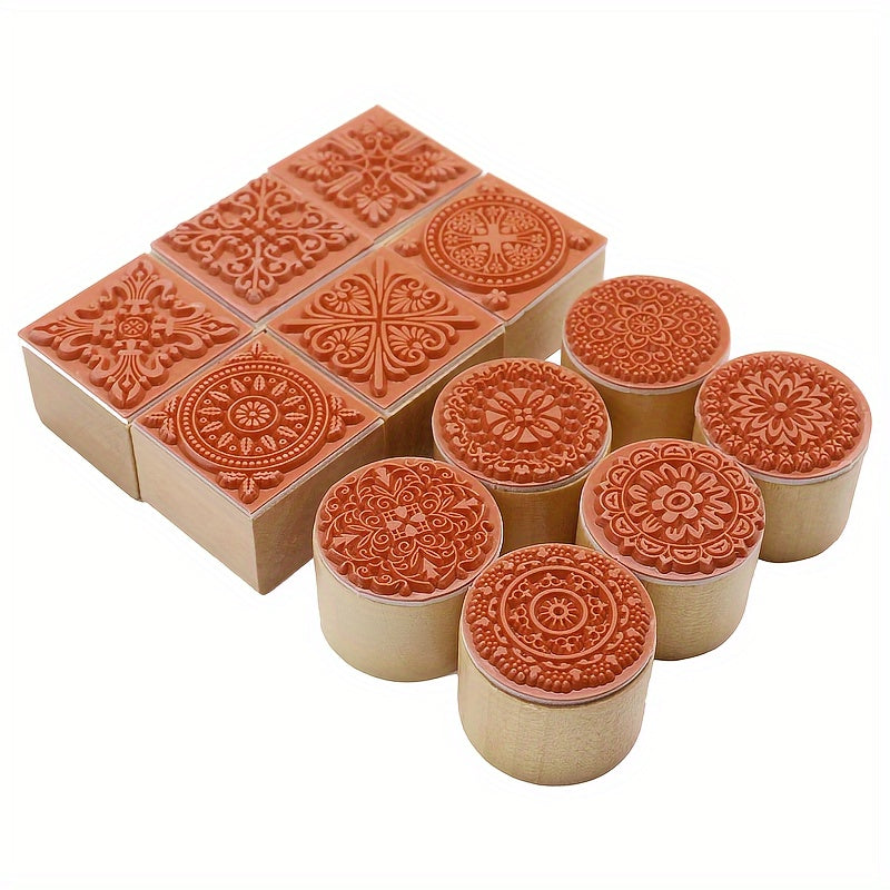 6pcs Floral Engraving Pattern Rubber Stamp for Scrapbooking DIY Craft