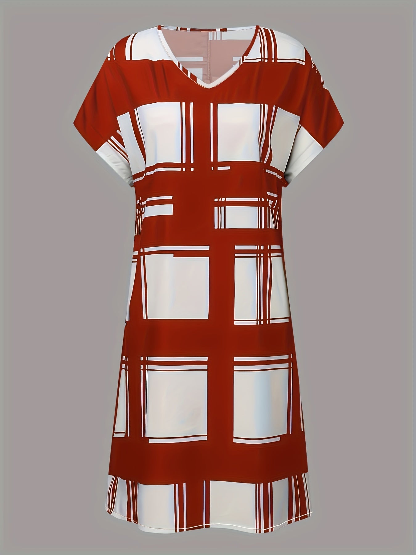 Casual Dress Women's V Neck Midi Dress