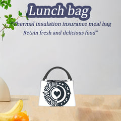 Heart Pattern Lunch Bag Insulated Thermal Cooler for Office School Picnics
