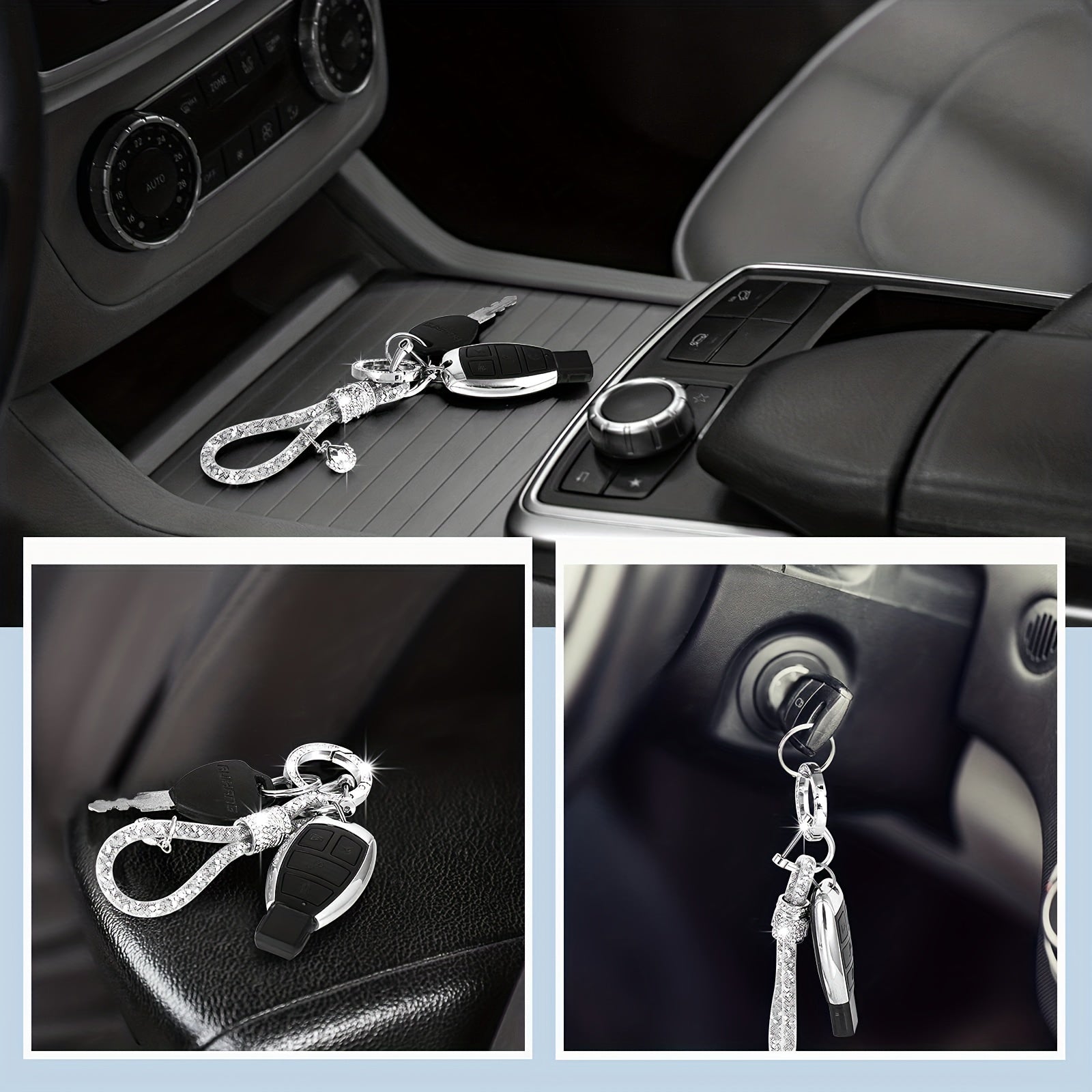 Crystal Bling Car Keychain For Women Rhinestone Keychain Ring