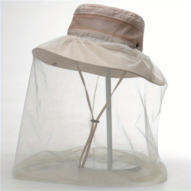Summer Mesh Mosquito Bucket Hat For Outdoor Solid Unisex
