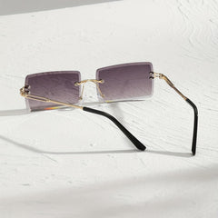 Gradient Lens Rimless Sunglasses Metal Temple UV400