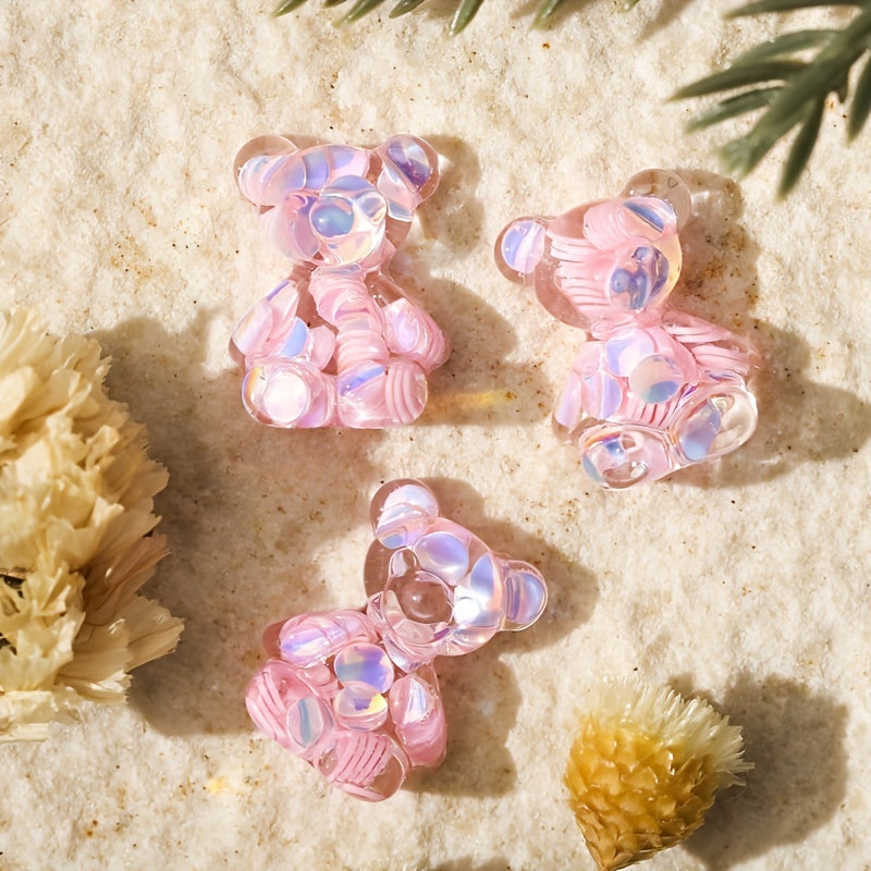 10pcs Aurora Bear Charms for Crafts DIY Resin Charms Accessories