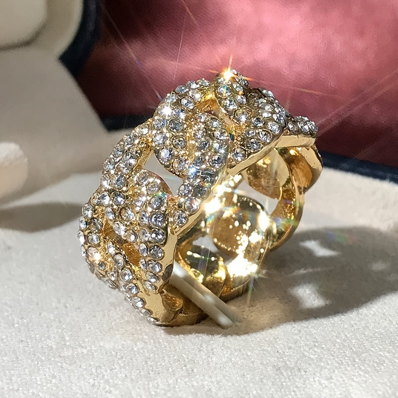 Zircon Inlaid Chain Ring For Men