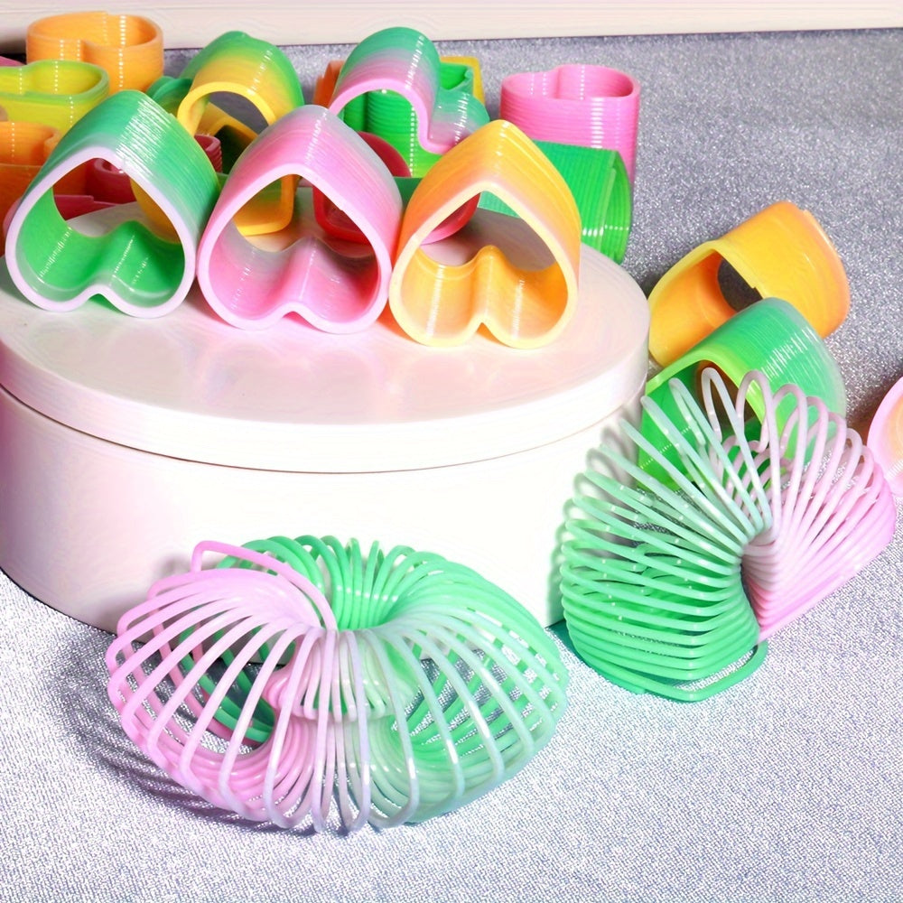 12pcs Love Heart Shape Mini Spring Rainbow Circle Small Toy Party Gift