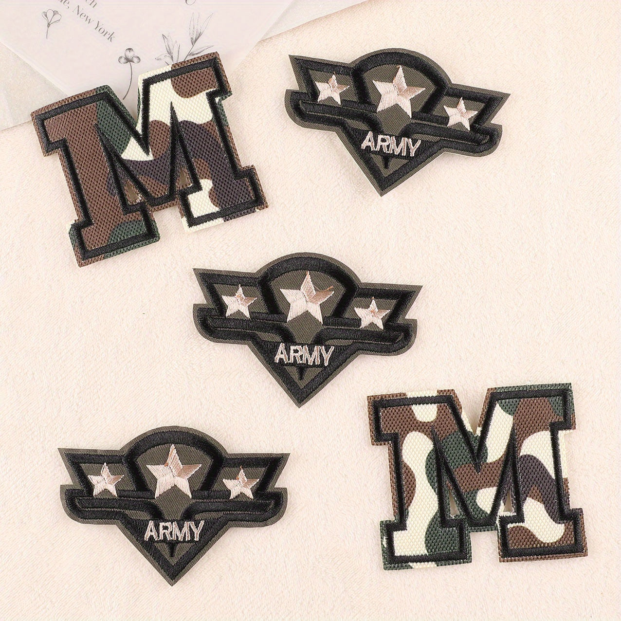 5pcs Men's Camouflage Patch Embroidered Badge DIY Brooch Costume Decoration