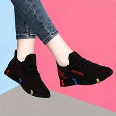 Women's Rose Pattern Running Shoes Lace Up Outdoor Walking Shoes