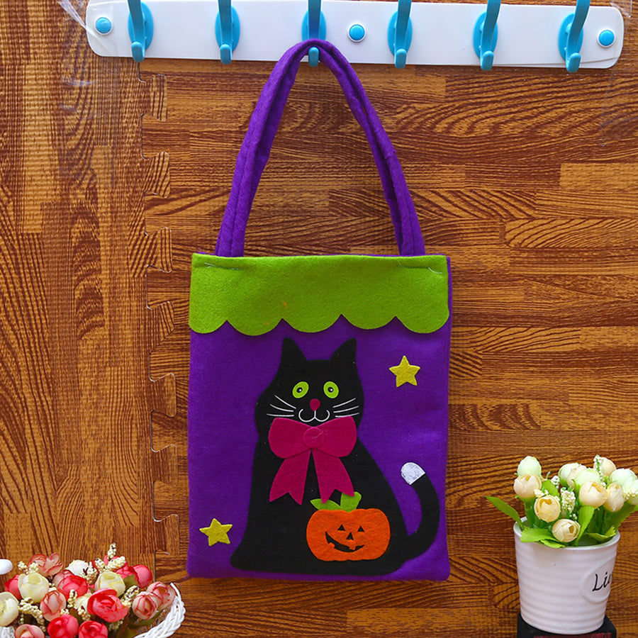 Halloween Print Tote Bag Trick Or Treat Candy Bag Reusable Storage Basket