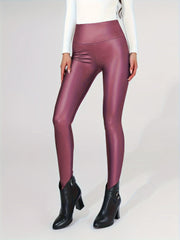 Faux Leather Fleece Lined Leggings Yoga Pants Womens Activewear