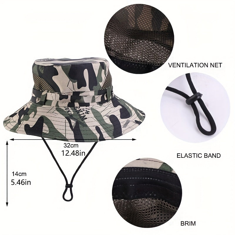 Kids Camo Sunshade Bucket Hat for Outdoor Hiking