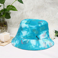 Unisex Tie Dye Alphabet Print Bucket Hat for Sun Protection
