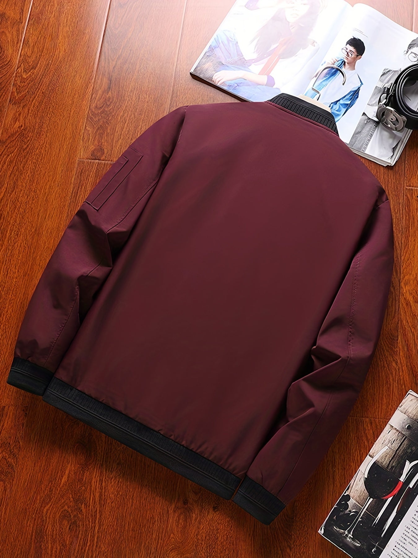 Men's Stand Collar Zip Up Jacket for Spring Fall