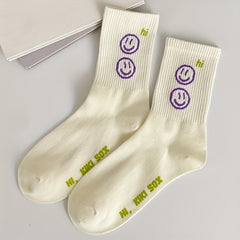 Letter Print Socks Comfy & Breathable Mid Tube Socks Women's Stockings