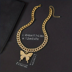 Butterfly Necklace Full Diamond Cuban Chain Necklace
