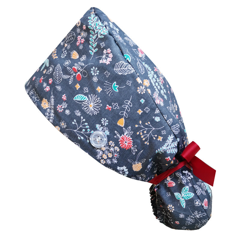 Adjustable Beanie Work Cap Cotton Back Tie Hat with Buttons