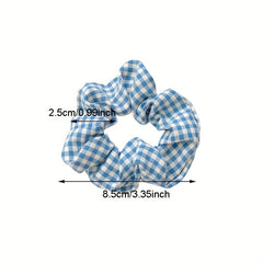 6pcs Large Plaid Scrunchie Hair Tie Vintage Hair Rope Female Accessories