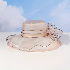 Wide Brim Organza Sun Hat Mesh Flower Summer Travel Beach Hats