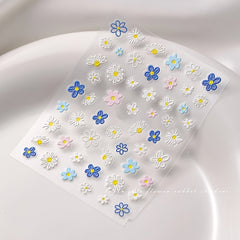 Embossed Spring Flower Nail Art Stickers - Self Adhesive Decals