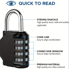 4 Digit Combination Lock for Gym Sports Locker Fence Toolbox