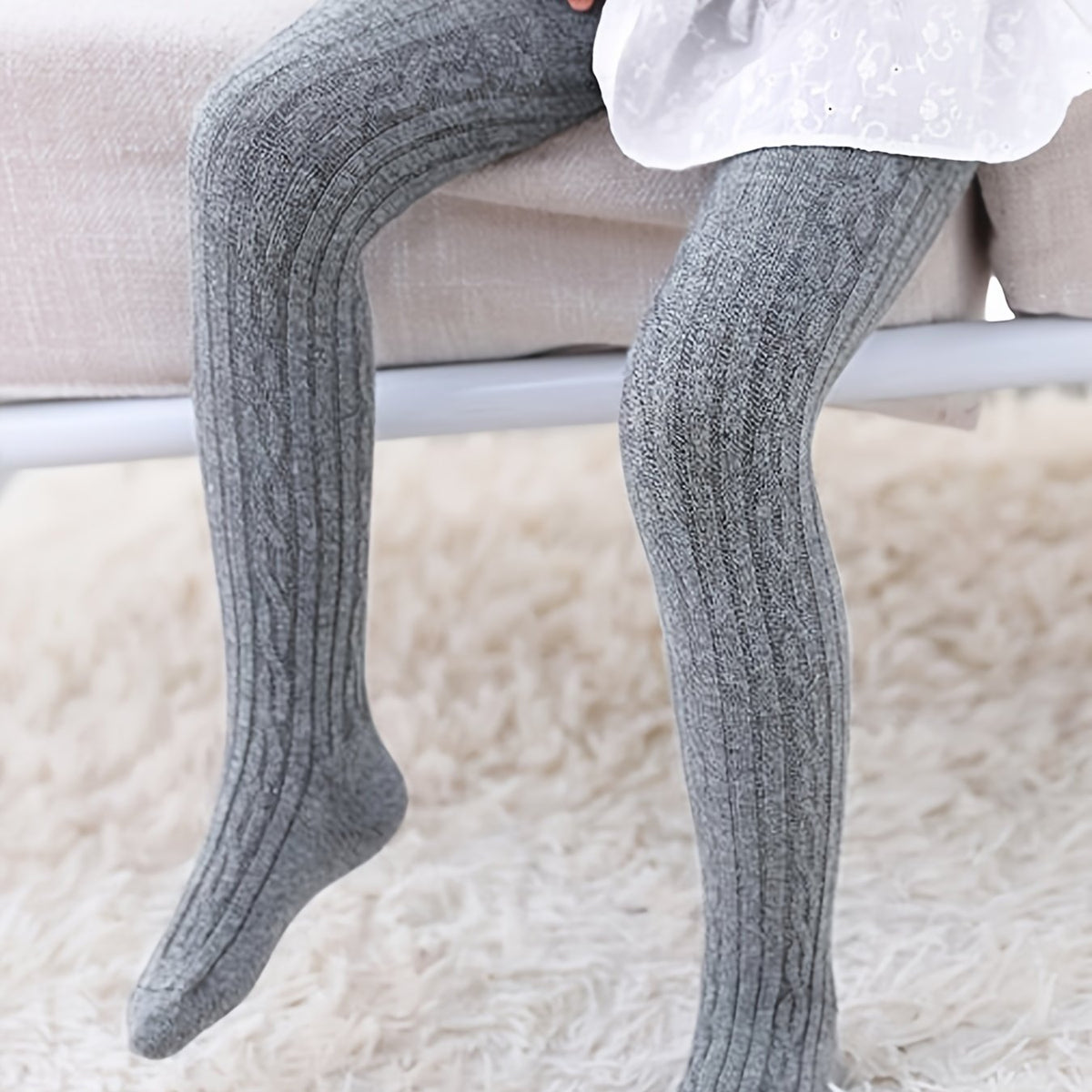 Girls Cable Knit Pattern Leggings Cotton Thermal Stockings