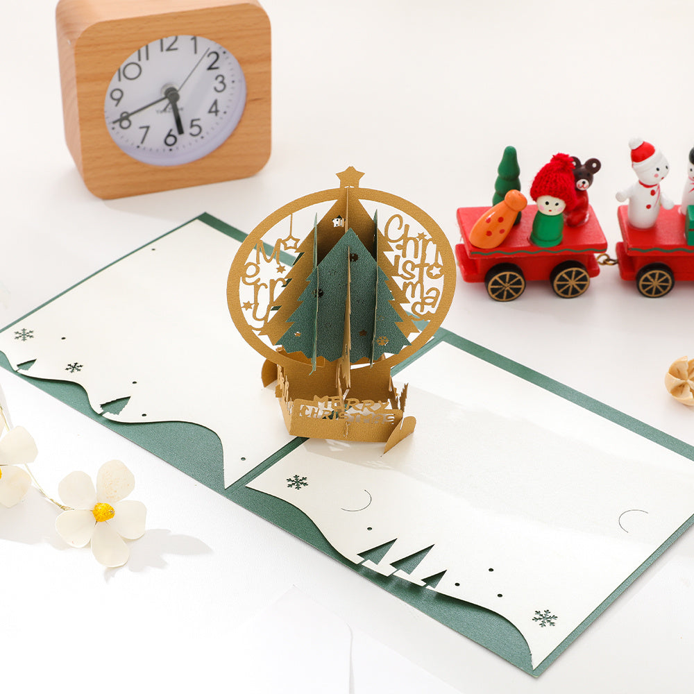 3D Christmas Pop Up Card Merry Christmas Greeting Card Holiday Blessing Card