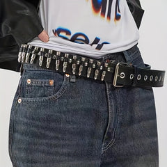 PU Leather Bullet Punk Style Belt
