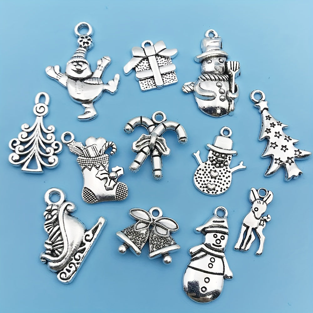 20pcs Antique Silver Christmas Charms Pendants for DIY Jewelry Making