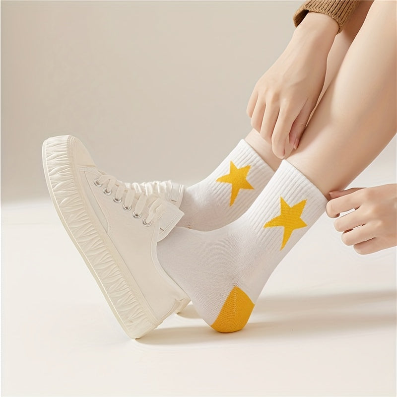 7 Pairs Star Print Socks Mid Tube Women's Stockings
