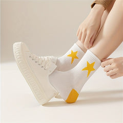 7 Pairs Star Print Socks Mid Tube Women's Stockings